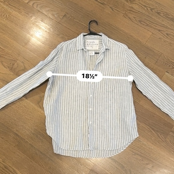 FRANK & EILEEN Eileen gray striped unisex linen button down lagonlook S A20 - Picture 7 of 7